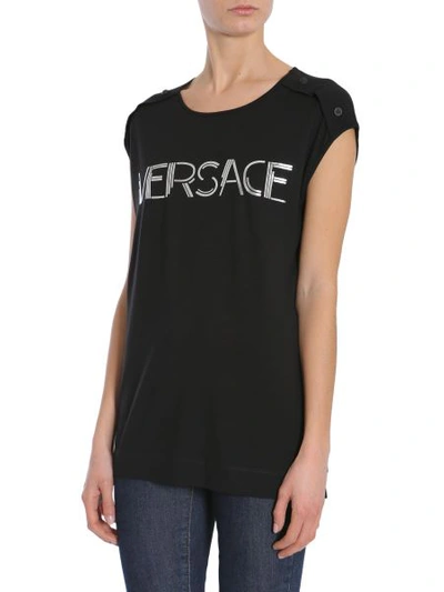 Shop Versace Oversize Top In Black