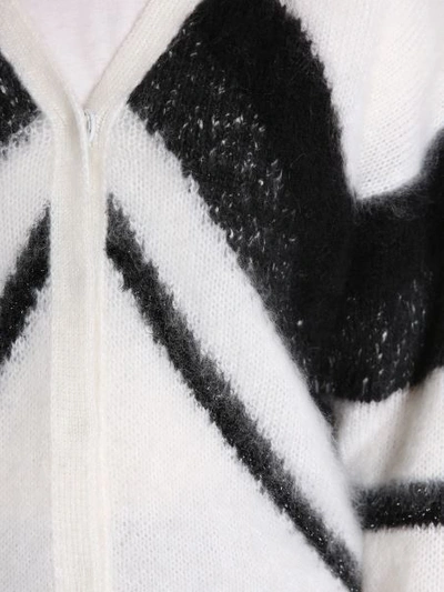 Shop Alberta Ferretti V Collar Mohair Cardigan With Lurex Intarsia In White