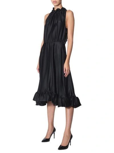 Shop Msgm Long Dress In Black