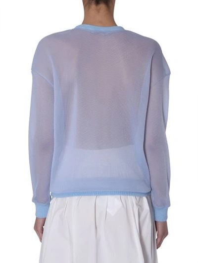 Shop Stella Mccartney Transparent Sweatshirt With Embroidery In Baby Blue