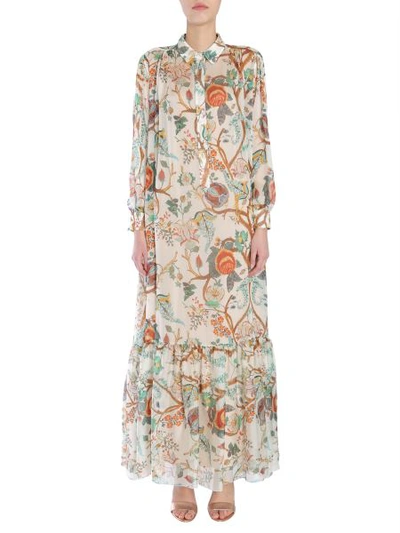 Shop Alberta Ferretti Long Silk Dress In Multicolour