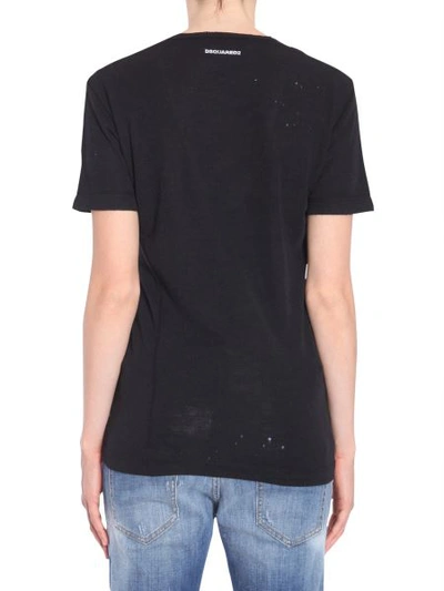 Shop Dsquared2 V Collar T-shirt In Black