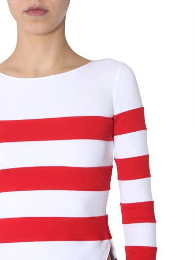 Shop Moschino Long Sleeves In Striped Cotton T-shirts In Red