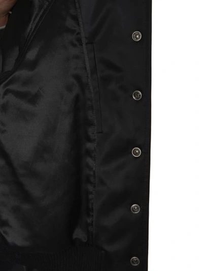 Shop Saint Laurent Satin Varsity Jacket In Black