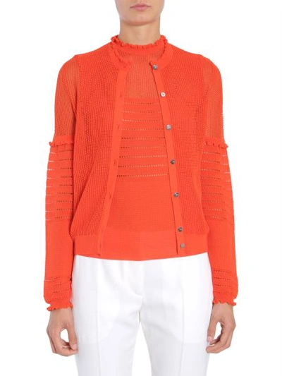 Shop Carven Round Neck Cardigan In Red