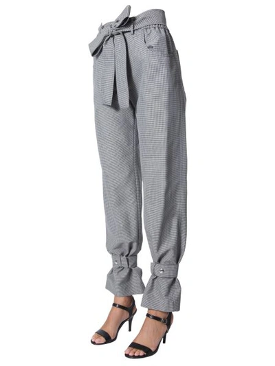 Shop Msgm Pants With Belt In Grey