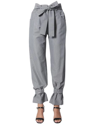 Shop Msgm Pants With Belt In Grey