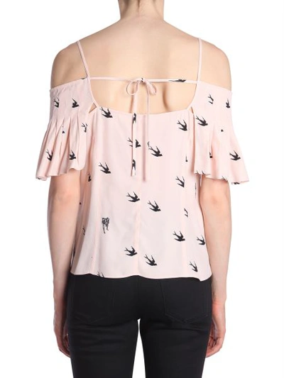 Shop Mcq By Alexander Mcqueen Pin Up And Swallow Printed Top In Powder
