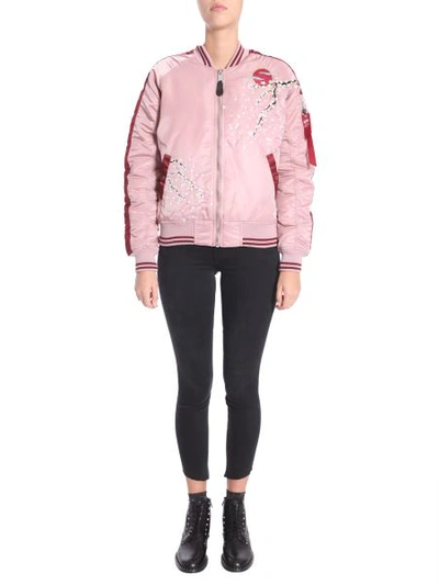 Shop Alpha Industries "souvenier" Bomebr Jacket In Pink