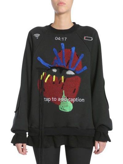 Shop Maison Margiela Snapchat Embroidery Sweatshirt In Black