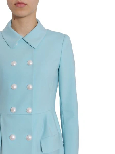 Shop Boutique Moschino Double Breasted Coat In Azure