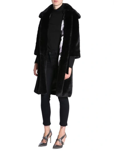 Shop Ainea Eco Fur Coat In Black