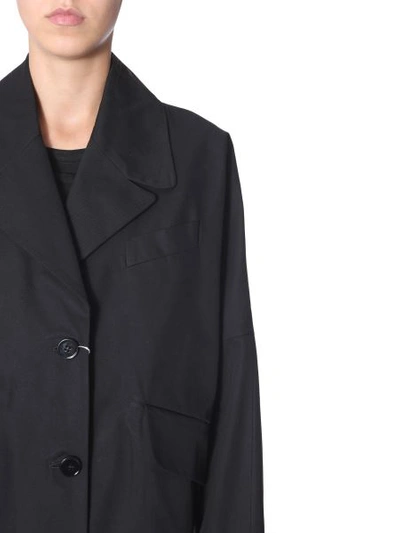 Shop Mm6 Maison Margiela Coat With Logo In Black