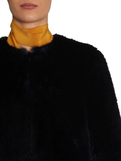 Shop Michael Michael Kors Eco Fur Coat In Blue