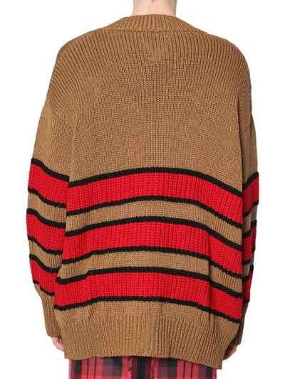 Shop N°21 V-neck Oversized Striped Cardigan In Brown