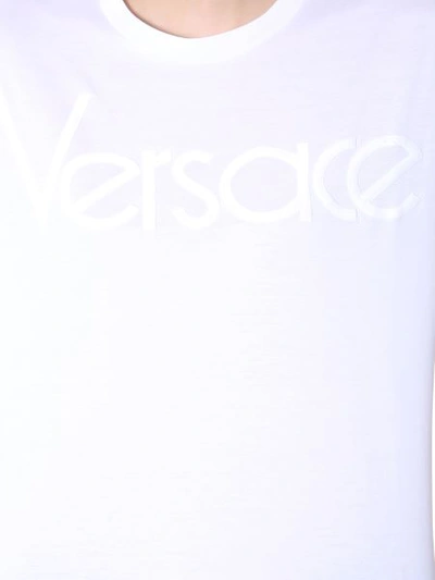 Shop Versace T-shirt With Embroidery Logo In White