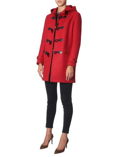 Shop Saint Laurent Duffle Coat In Red