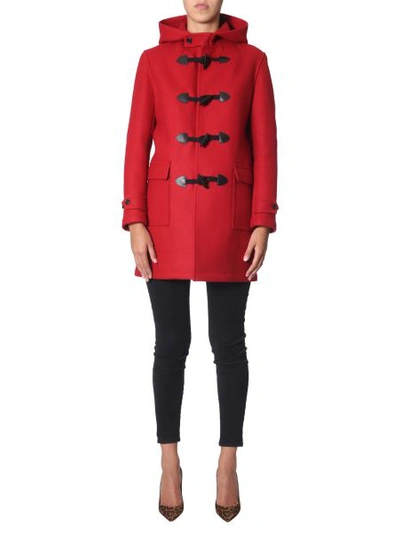 Shop Saint Laurent Duffle Coat In Red