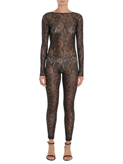 Shop Msgm Lace Jumpsuit In Black