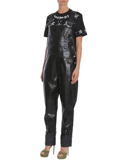 Shop Givenchy Eco Leather Dungarees In Black