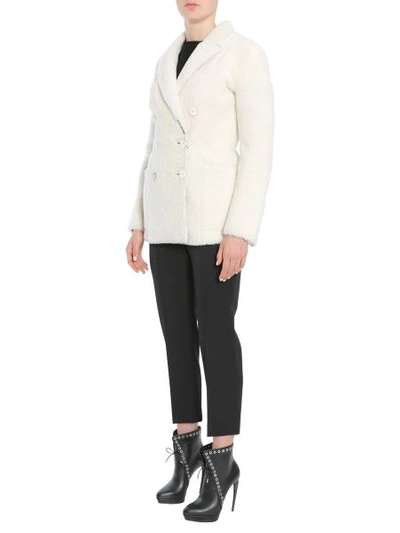 Alexander Mcqueen Double Breasted Coat In White