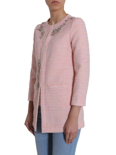 Shop Boutique Moschino Tweed Coat In Pink