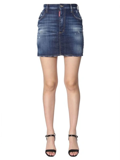 Shop Dsquared2 Denim Skirt In Blue