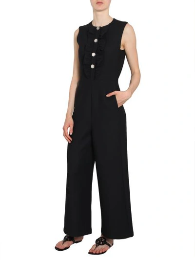 Shop Tory Burch Overalls In Gabardine With Ruches In Black