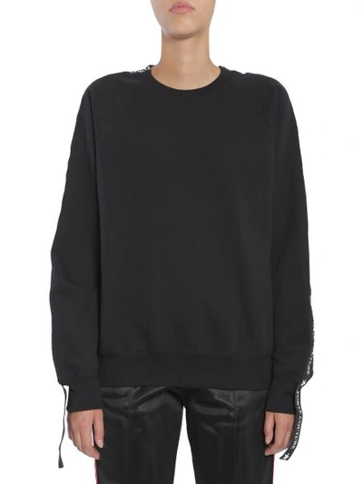 Shop Forte Couture Sweatshirt With Side Logo Band In Black