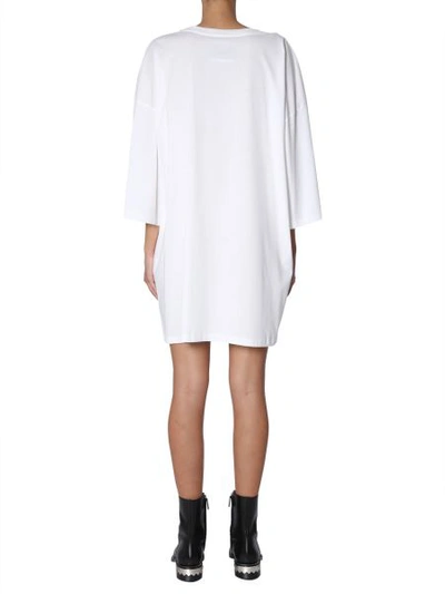 Shop Moschino Oversize Fit Dress With Logo In White