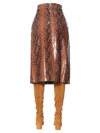 Shop Dsquared2 Python Print Skirt In Brown