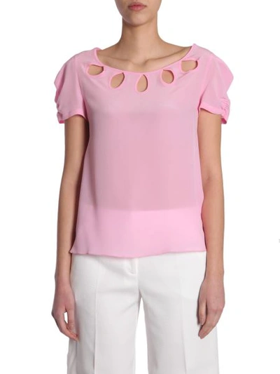 Shop Boutique Moschino Crêpe T-shirt In Pink