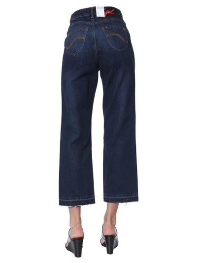 Shop Self-portrait Cropped Jeans In Blue