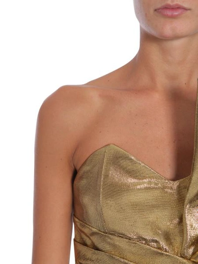 Shop Saint Laurent Bow Mini Dress In Gold