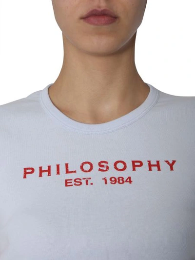 Shop Philosophy Di Lorenzo Serafini Cotton T-shirt With Logo Print In Azure
