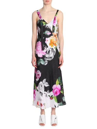 Shop Off-white Silk Dress In Multicolour