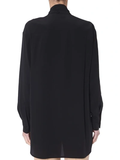 Shop Givenchy Silk Shirt With A Plissé Scarf Collar In Black