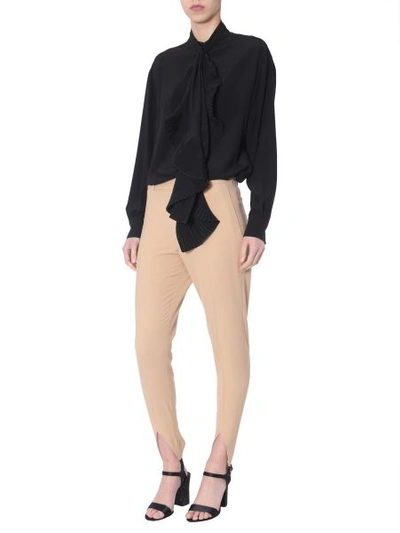Shop Givenchy Silk Shirt With A Plissé Scarf Collar In Black