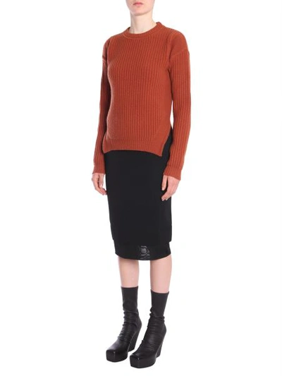 Shop Rick Owens Round Collar Sweater In Brown
