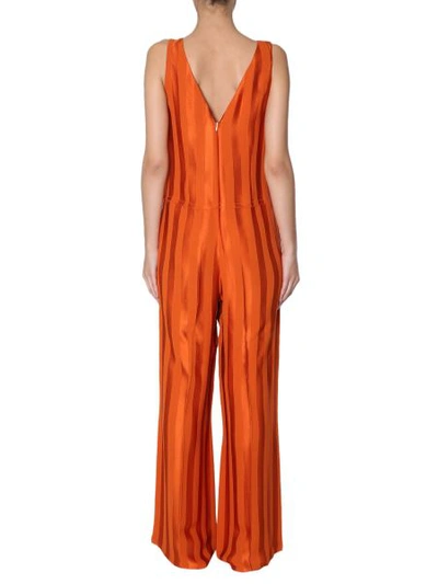 Shop Golden Goose "norma" Viscose Striped Suit In Orange