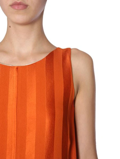 Shop Golden Goose "norma" Viscose Striped Suit In Orange