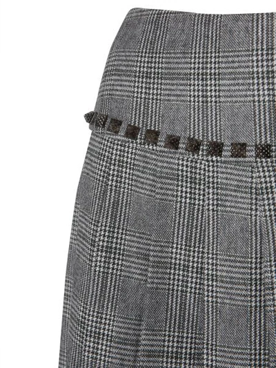 Shop Versace Pleated Skirt In Prince Of Wales With Studs In Grey