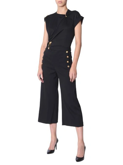 Shop Versace Cropped Trousers In Black