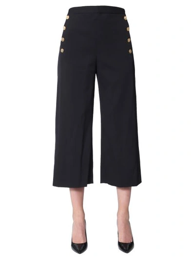 Shop Versace Cropped Trousers In Black