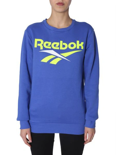 Shop Reebok Sweatshirt With Logo Print In Blue