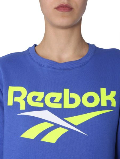 Shop Reebok Sweatshirt With Logo Print In Blue