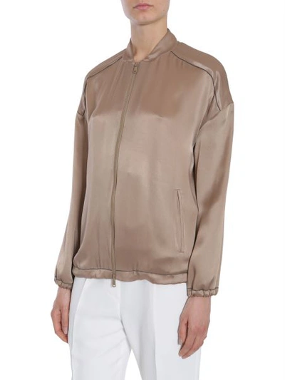 Shop Brunello Cucinelli Bomber Jacket With Monile Detail In Beige