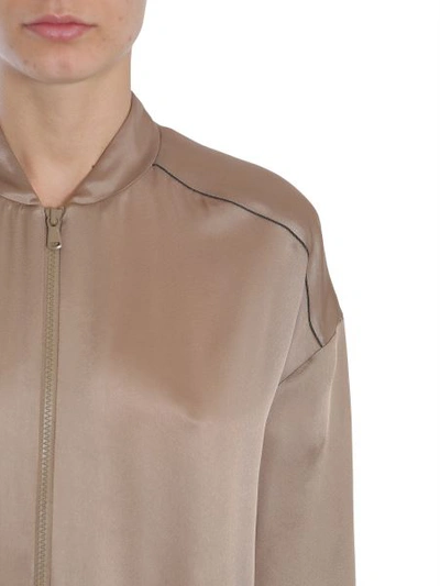 Shop Brunello Cucinelli Bomber Jacket With Monile Detail In Beige