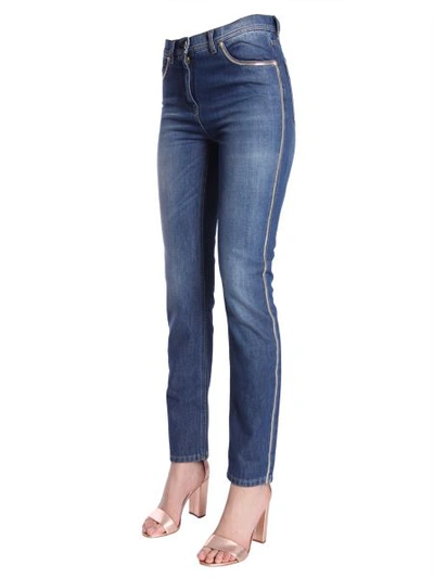 Shop Versace Low Waist Skinny Fit Jeans In Blue