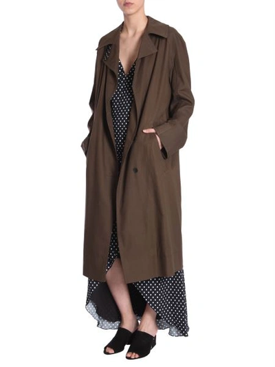 Shop Haider Ackermann Trench Coat With Raglan Sleeves In Green